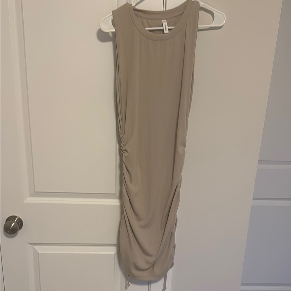 Wishlist Beige Gathered Midi Dress